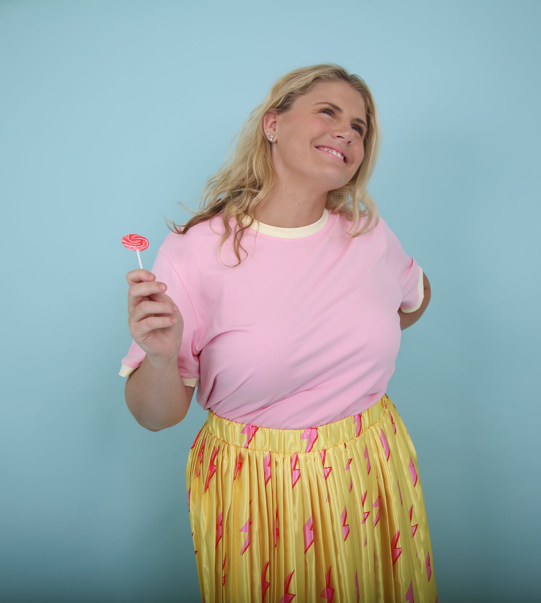 Pink/Cream Oversize Ringer Tee