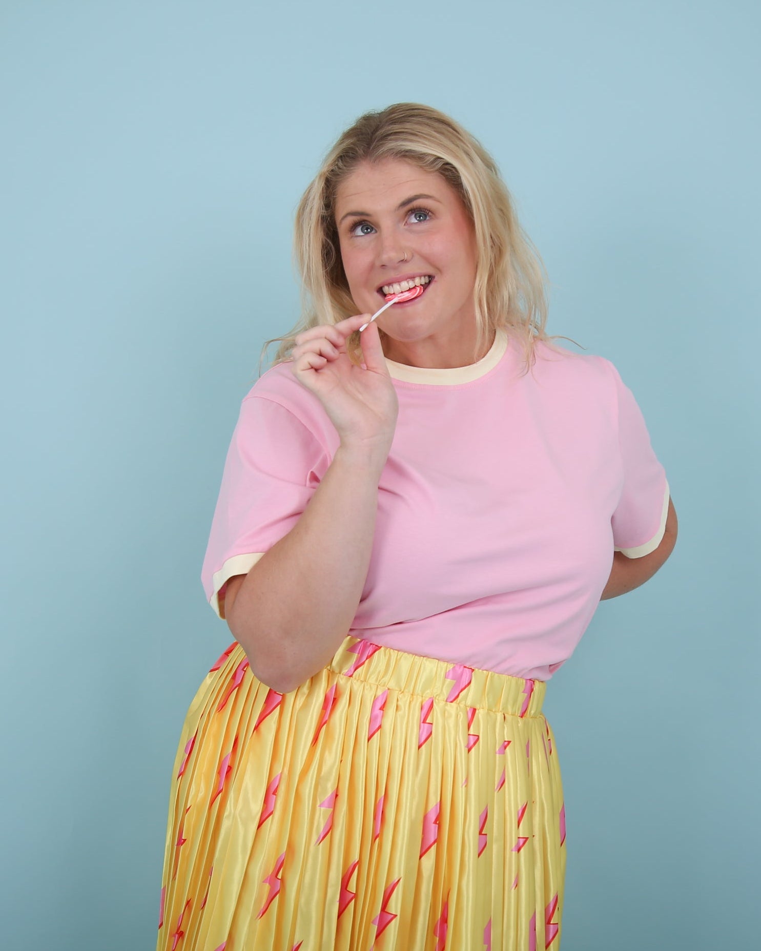 Pink/Cream Oversize Ringer Tee