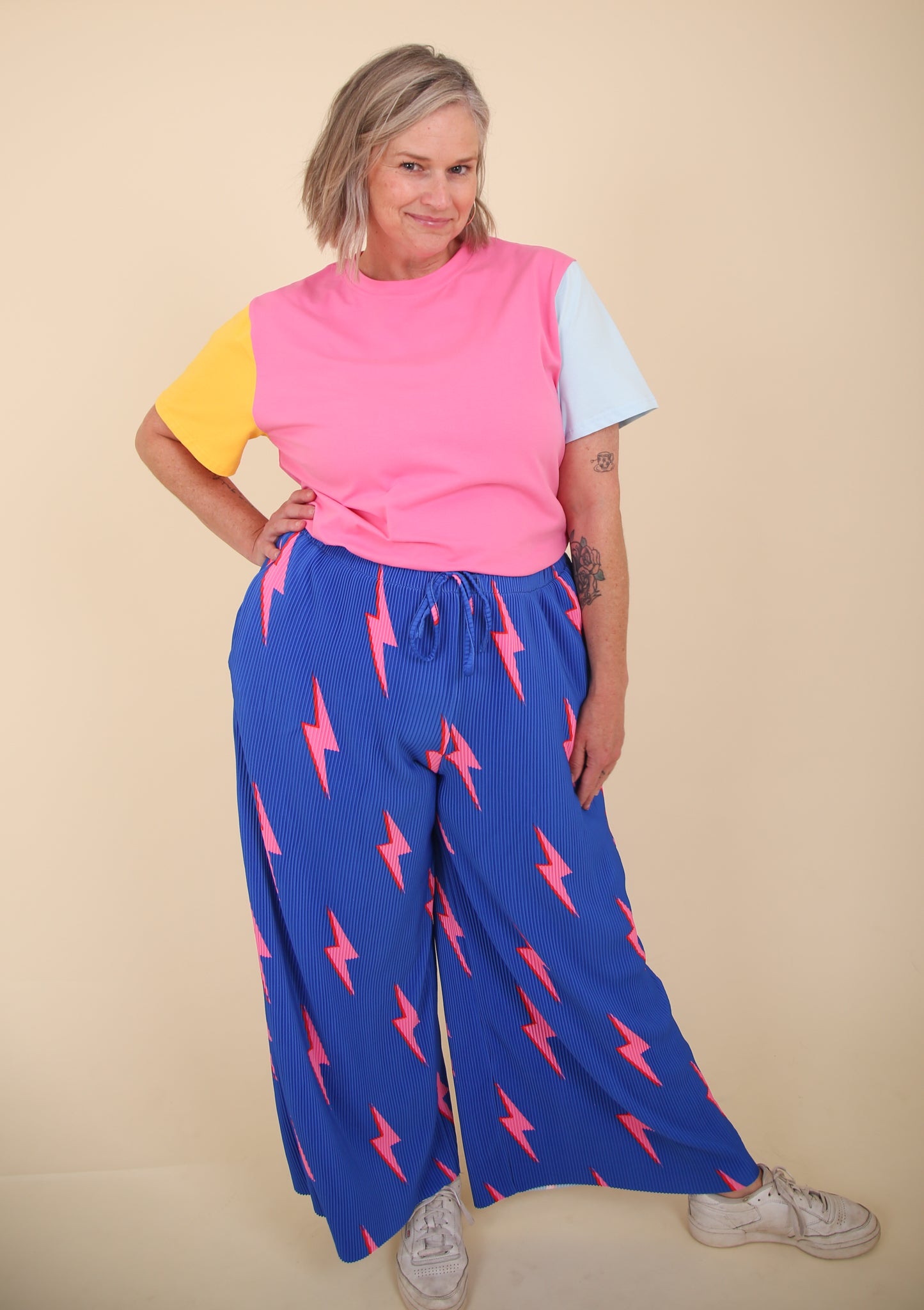 Pink Colour Block Oversize Tee