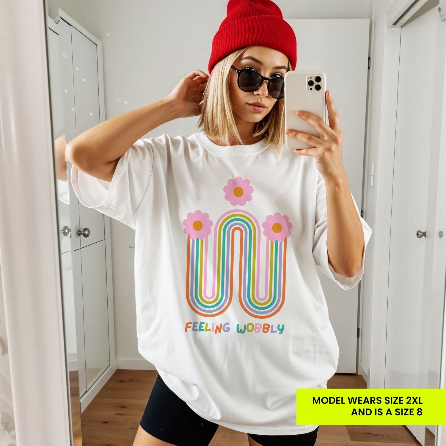 Feeling Wobbly Floral White Womens Tee