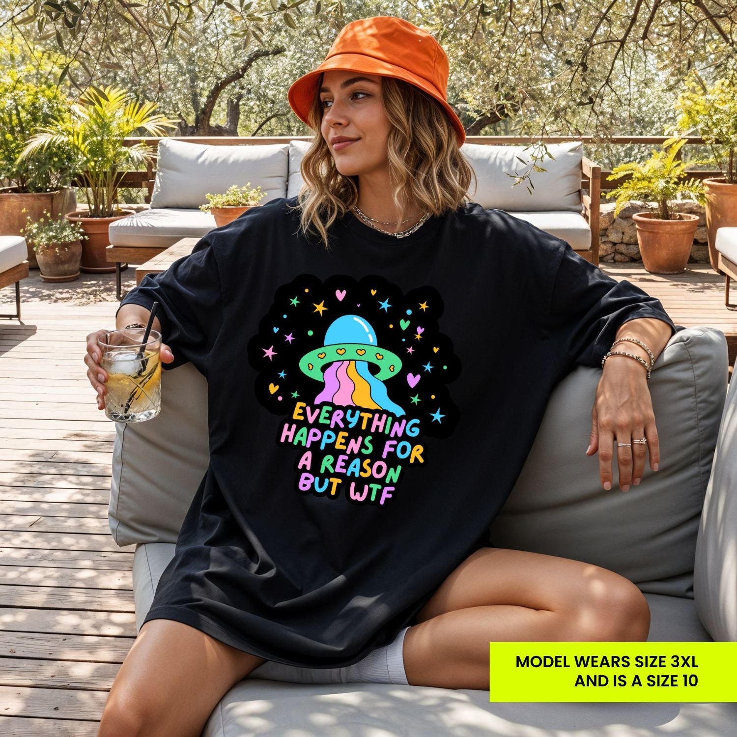 Everything Happens Womens Black Tee