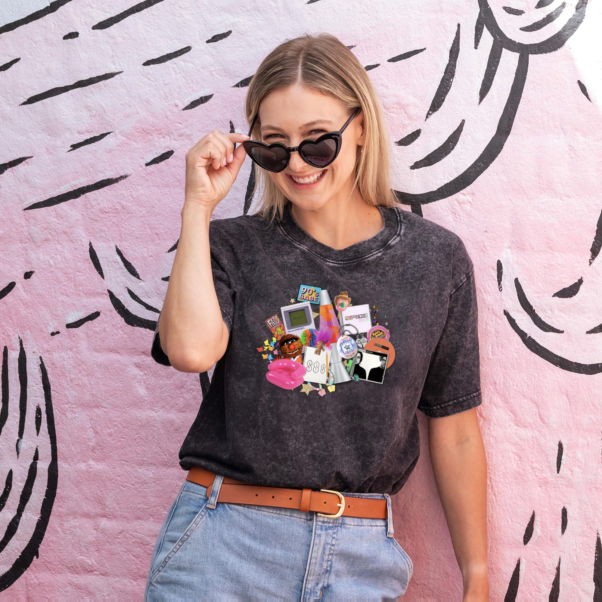 90s Babe Acid Black Oversize Tee