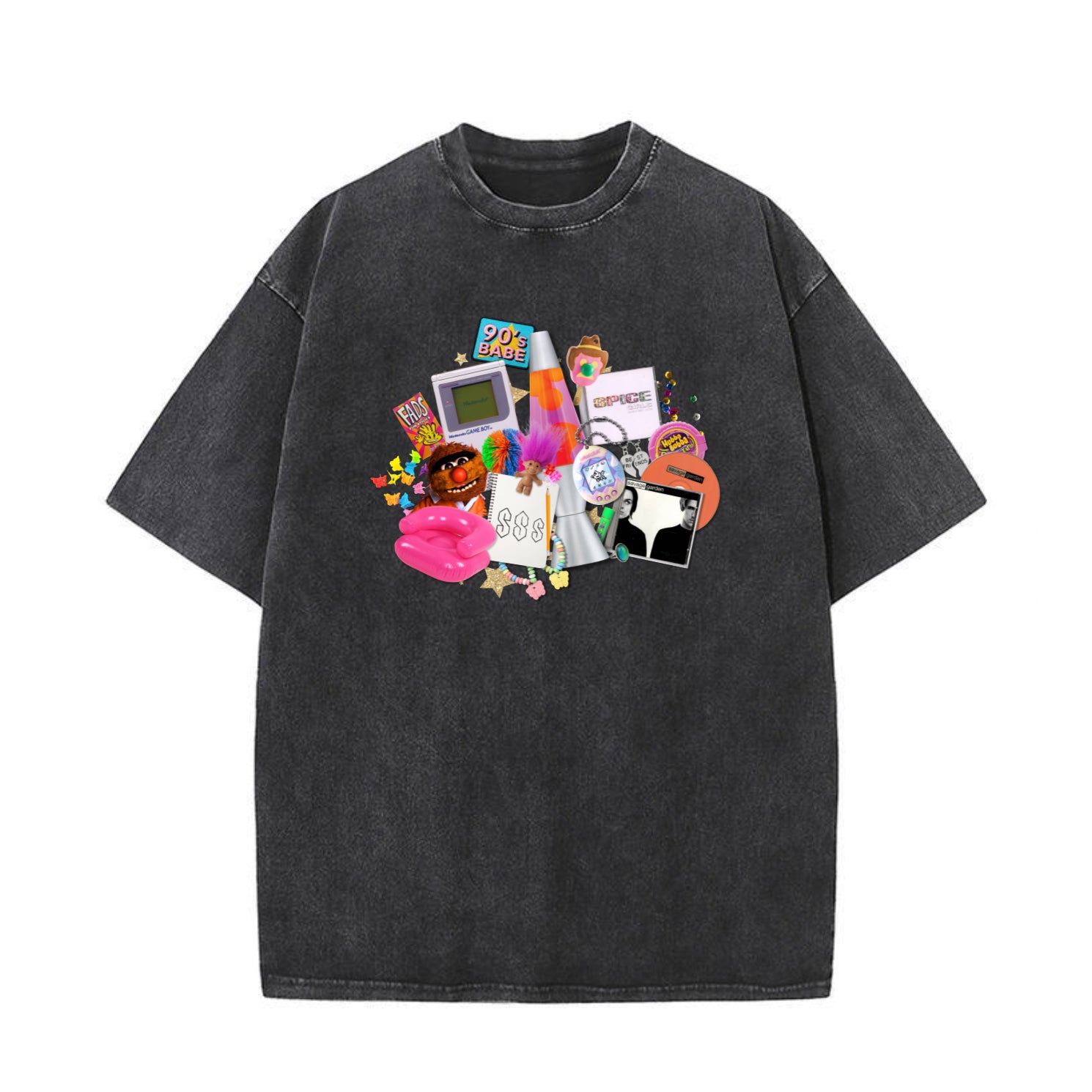 90s Babe Acid Black Oversize Tee