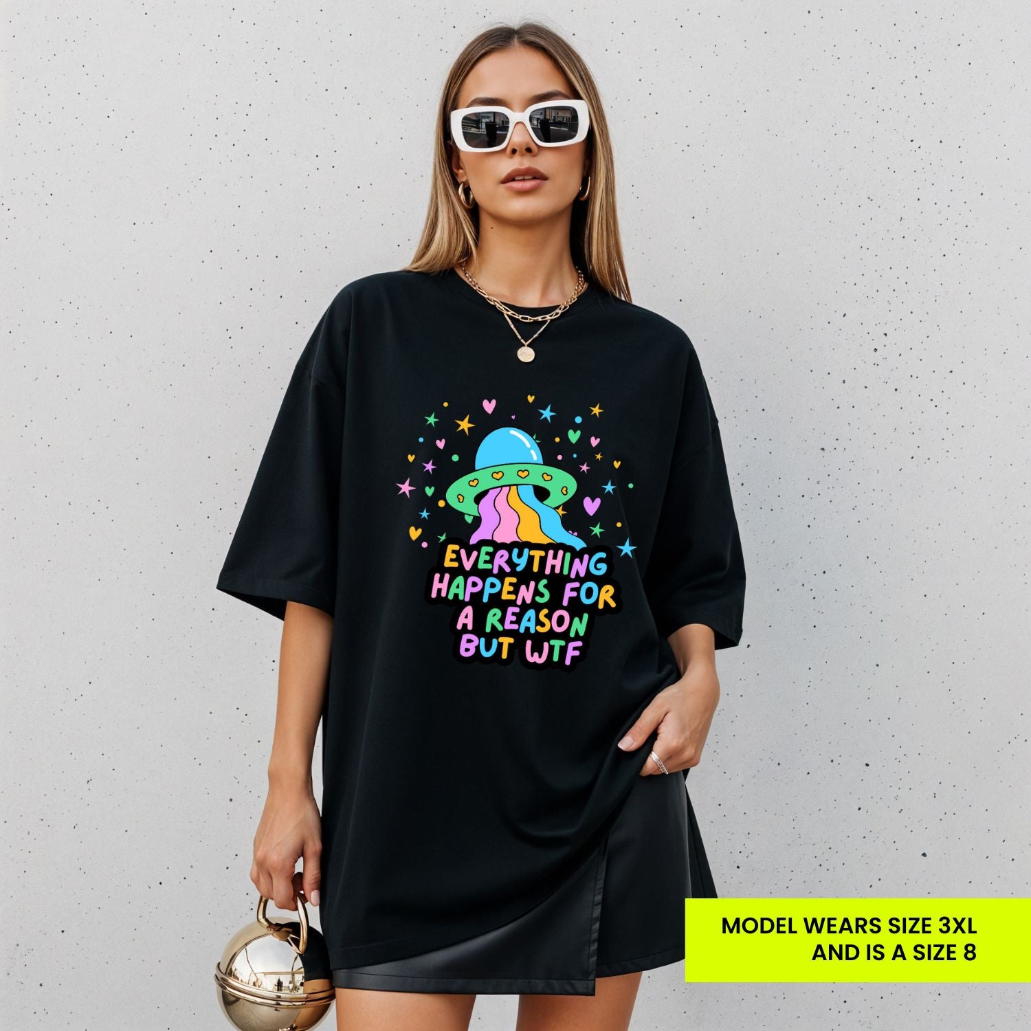 Everything Happens Womens Black Tee