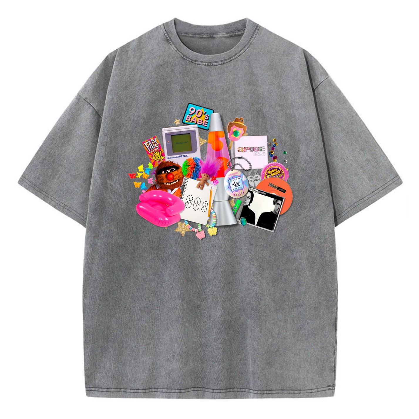 90s Babe Acid Grey Oversize Tee