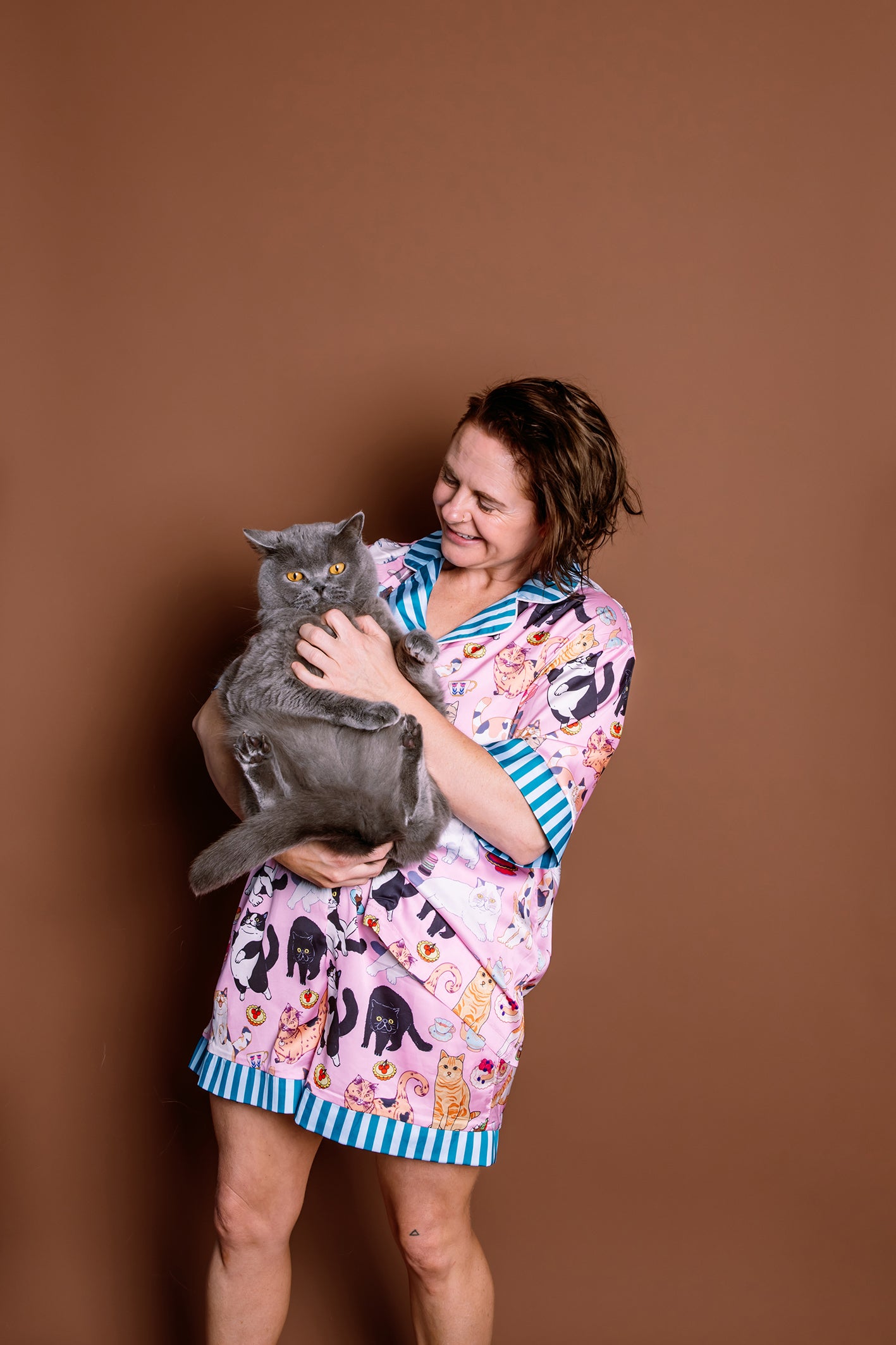 Cats and Cake - Satin Summer Pyjamas