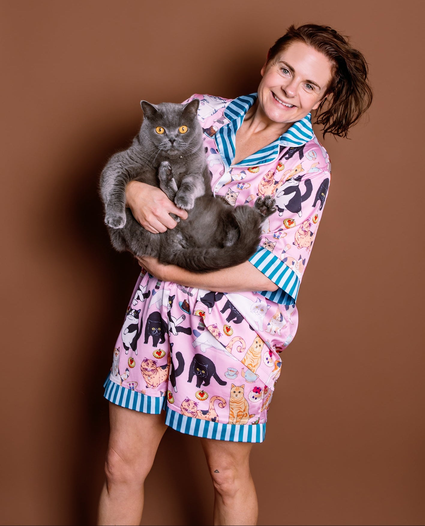 Cats and Cake - Satin Summer Pyjamas