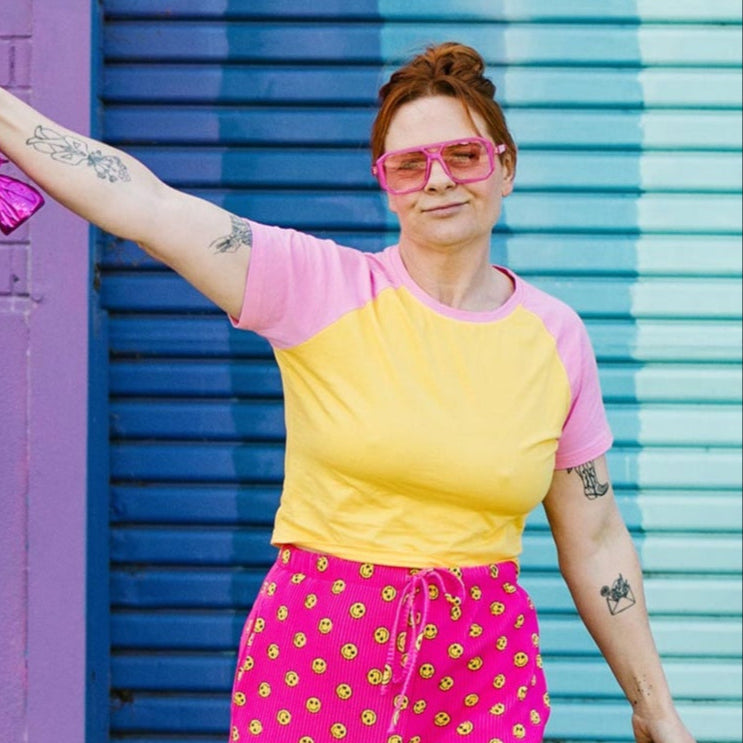 Peachy Fitted Crop Raglan Tee