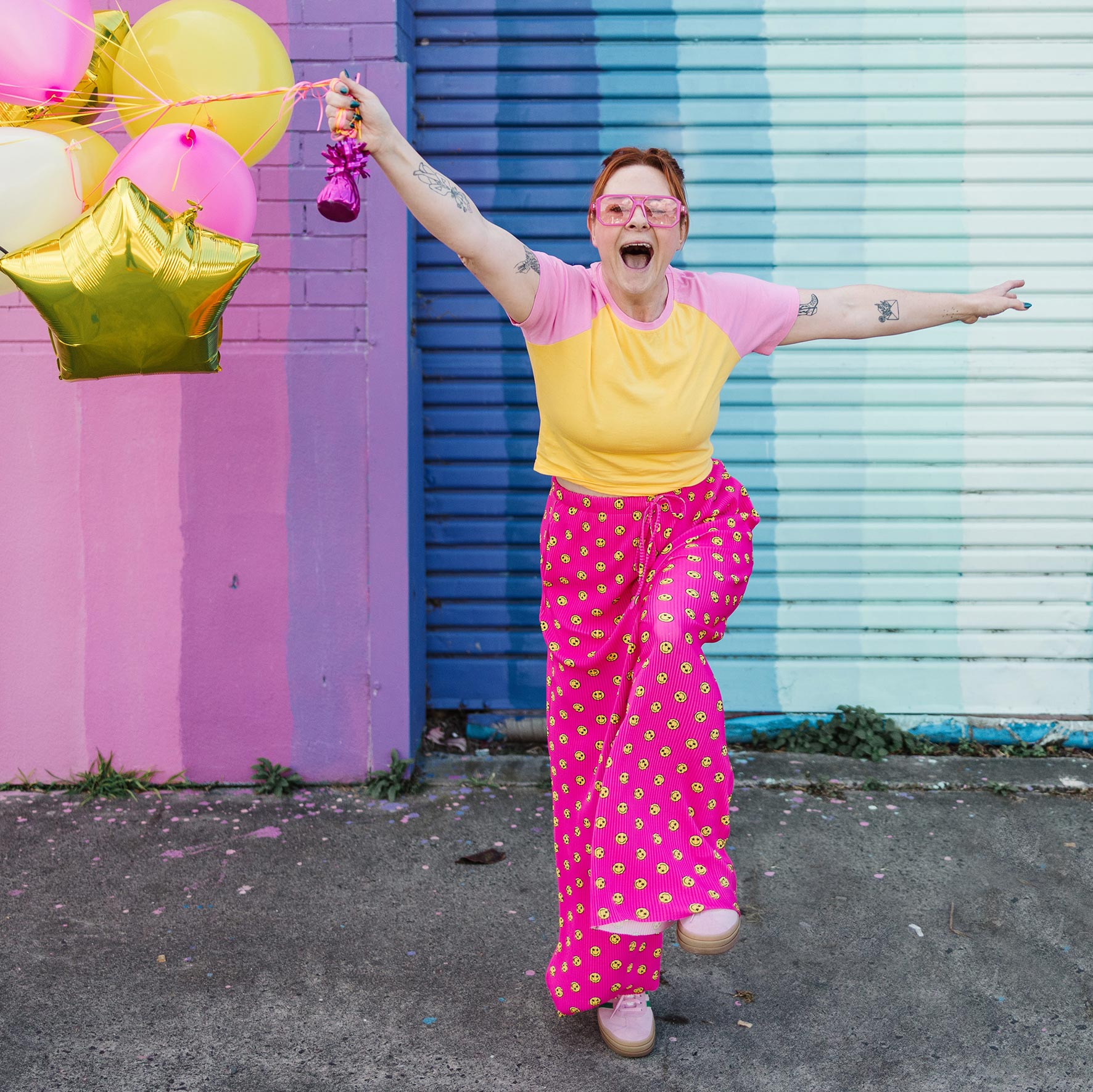 Smiley Face Stretch Pants