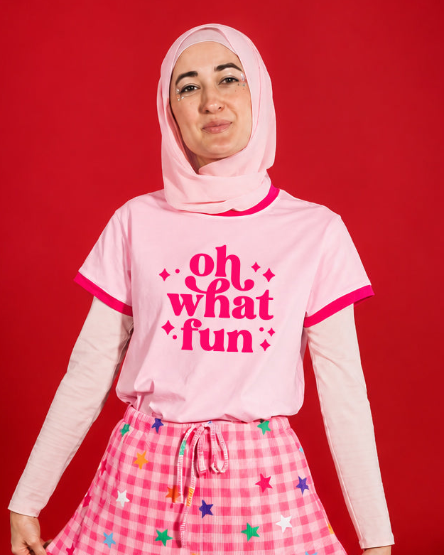 Oh What Fun Pink Fitted Tee - ONLINE OCT 15!