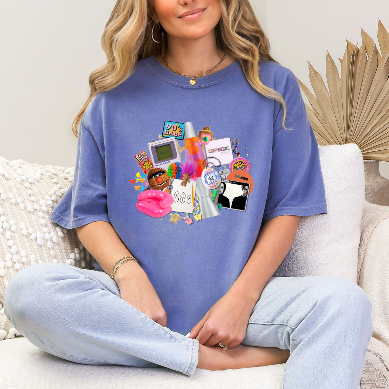 90s Babe Acid Blue Oversize Tee