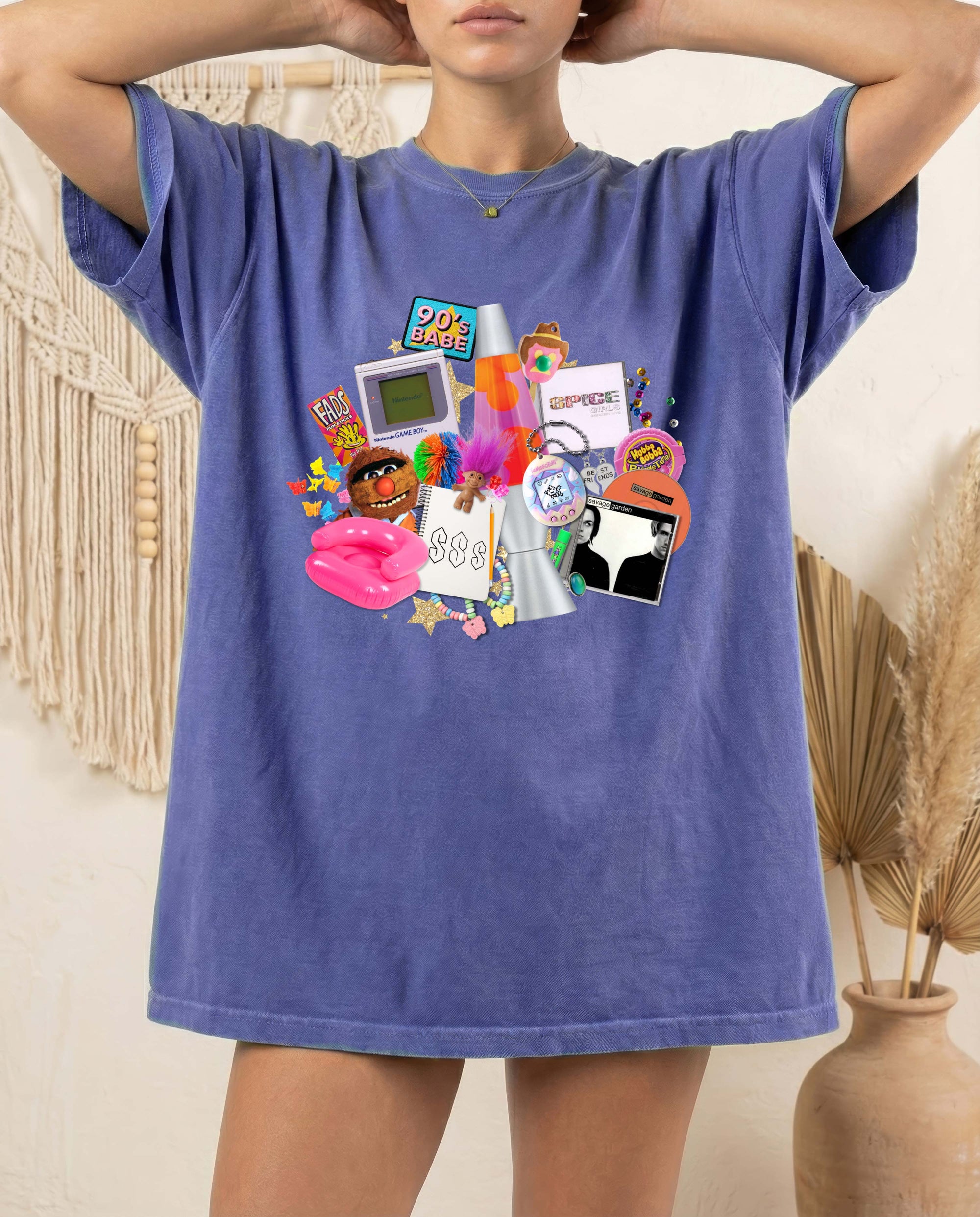 90s Babe Acid Blue Oversize Tee
