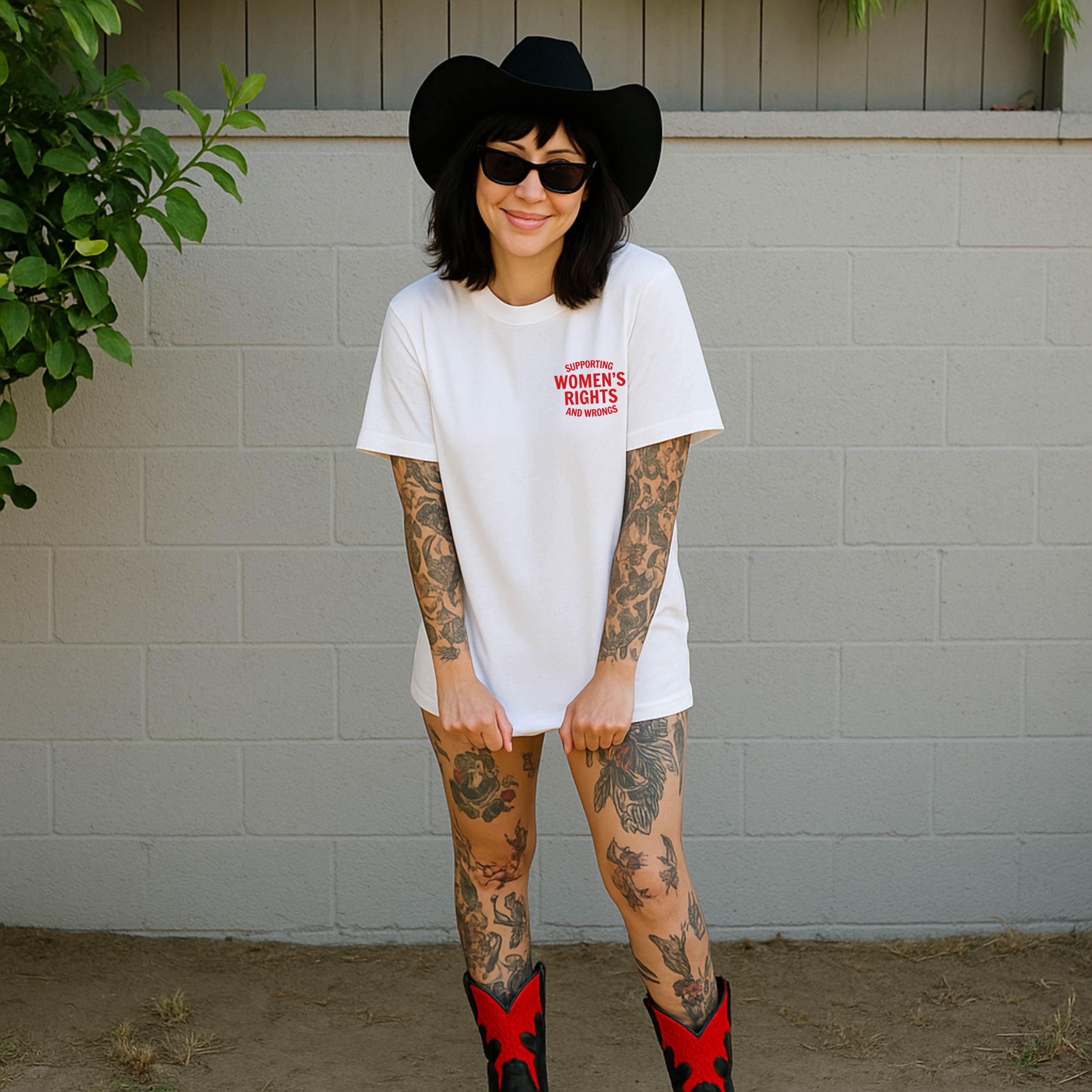 Supporting Women's Rights and Wrongs White Tee