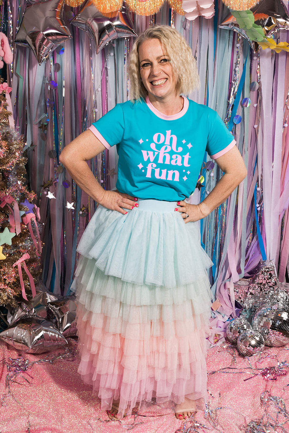 Oh What Fun Teal Fitted Tee - ONLINE OCT 15!