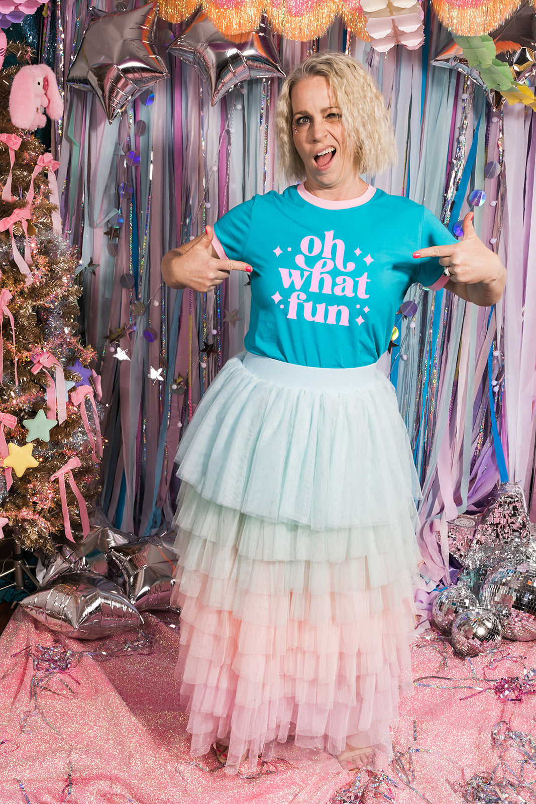 Oh What Fun Teal Fitted Tee - ONLINE OCT 15!