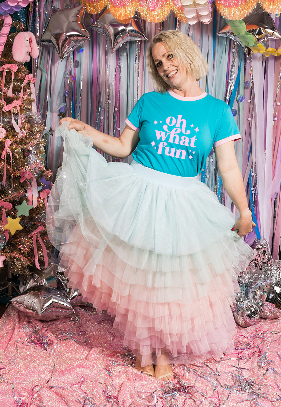 Oh What Fun Teal Fitted Tee - ONLINE OCT 15!
