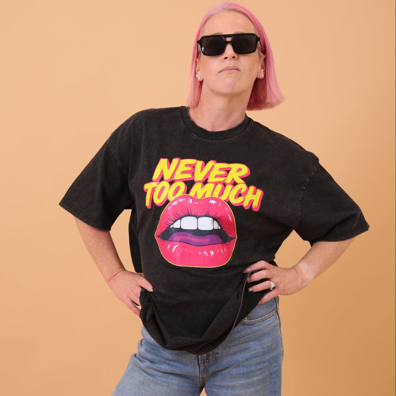 Never Too Much Black Oversize Tee