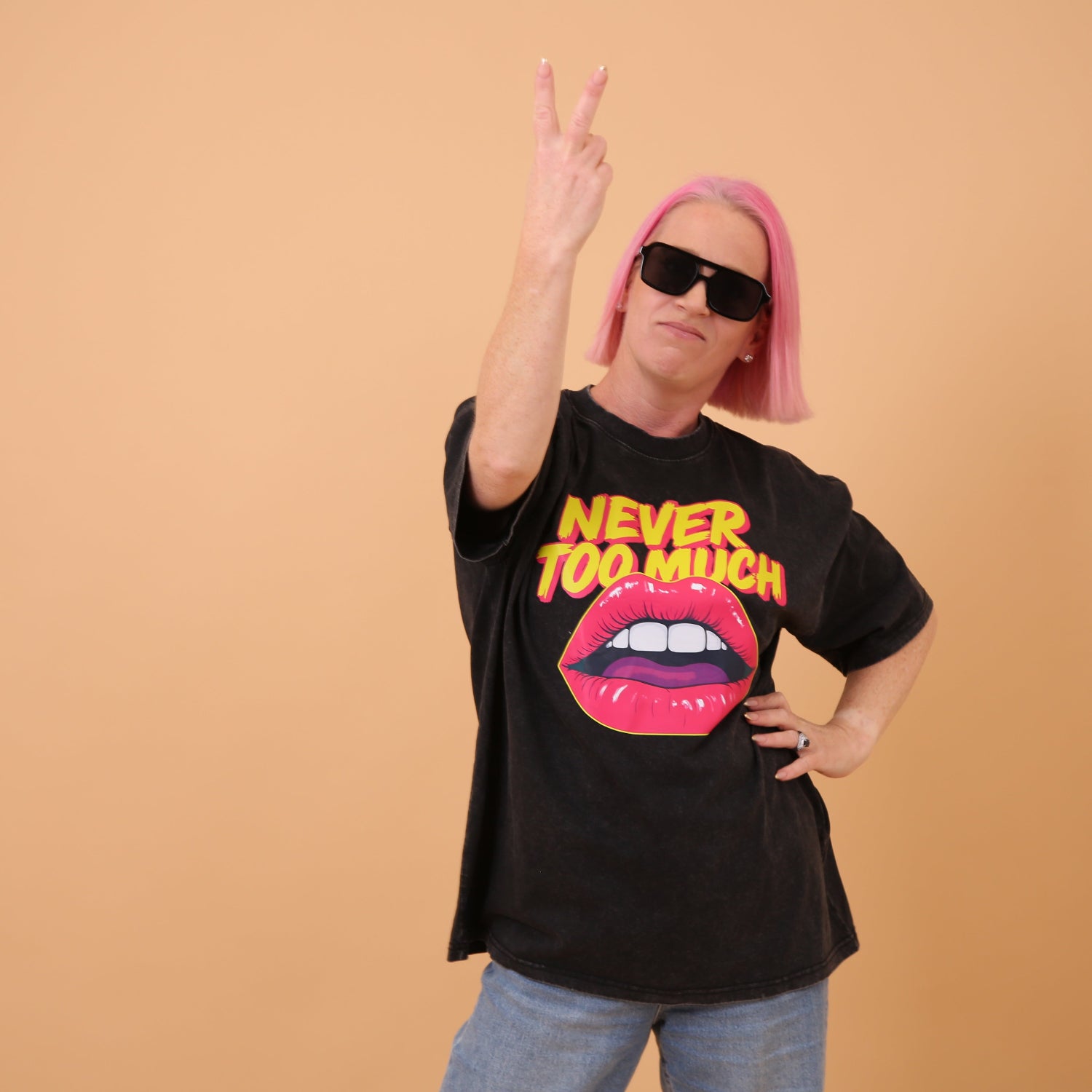 Never Too Much Black Oversize Tee