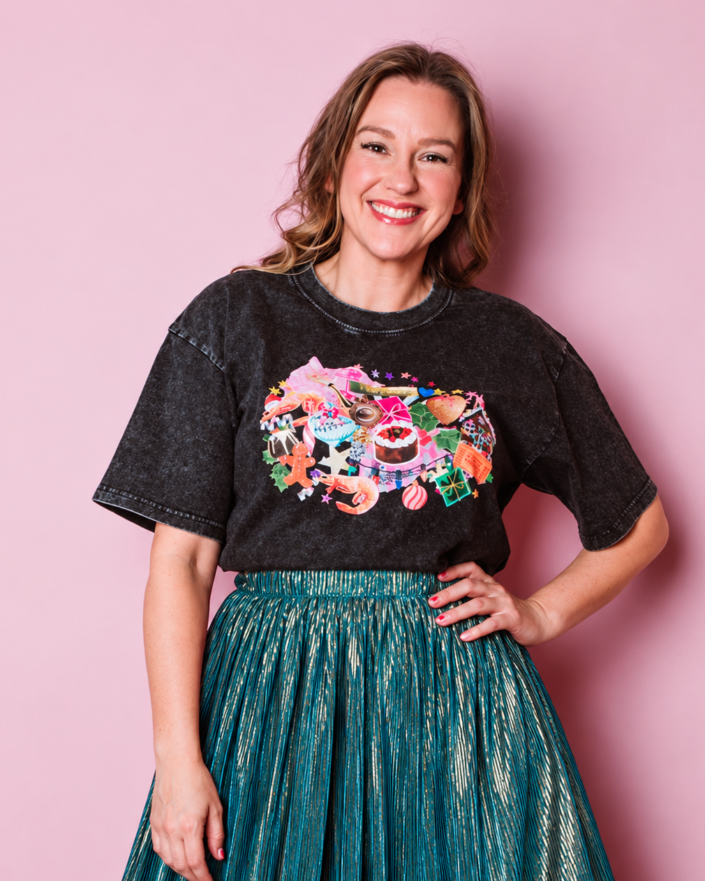 Festive Faves Black Acid Oversize Tee