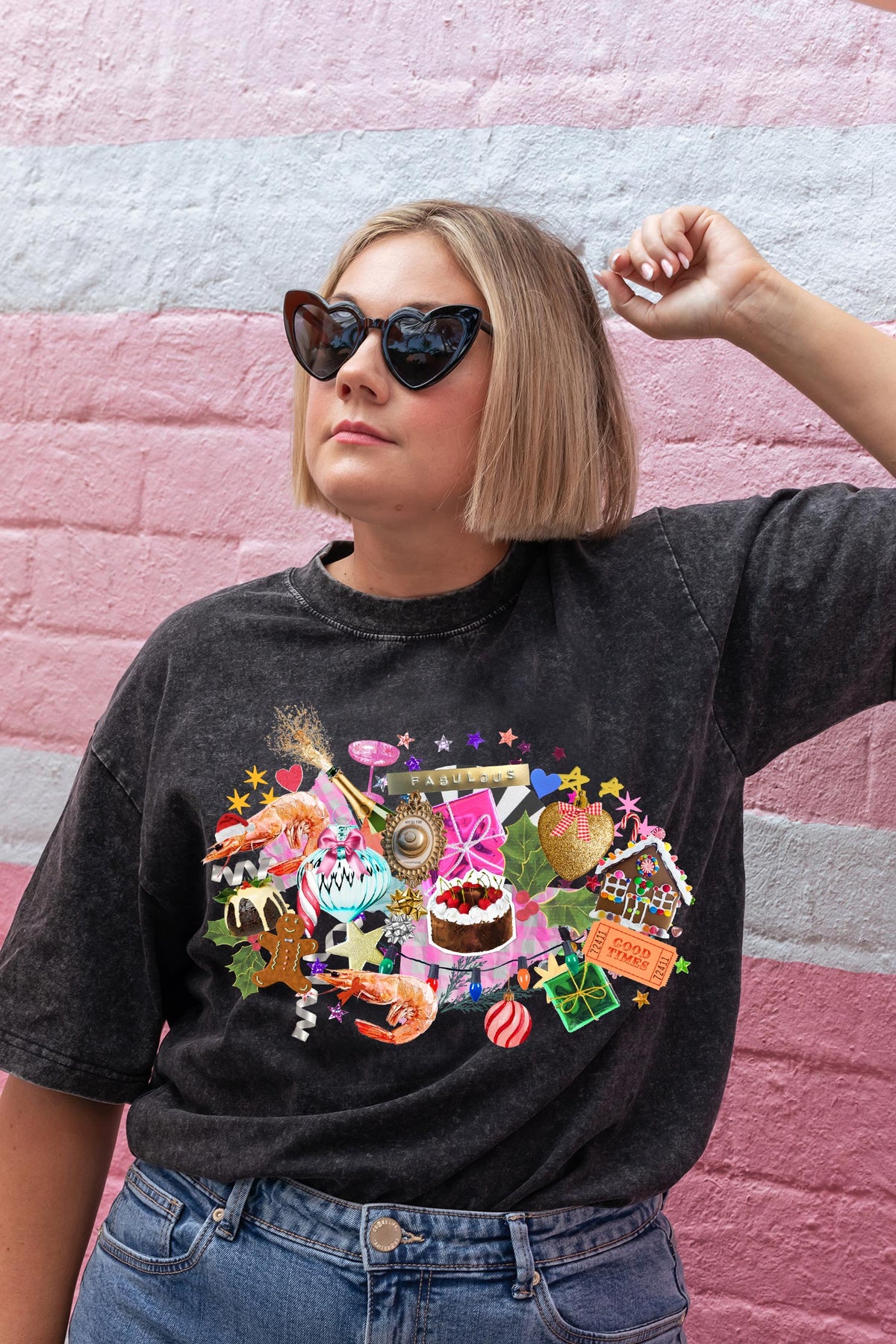 Festive Faves Black Acid Oversize Tee