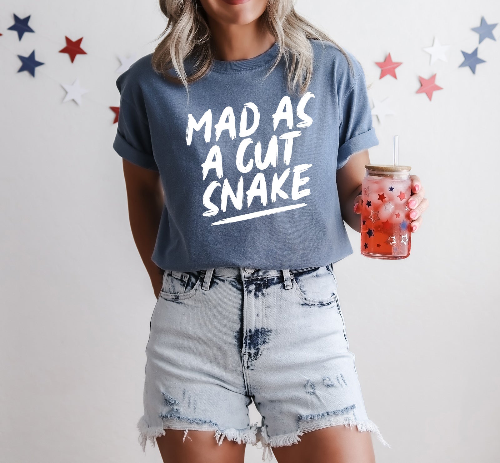 Mad As A Cut Snake Blue Oversize Tee