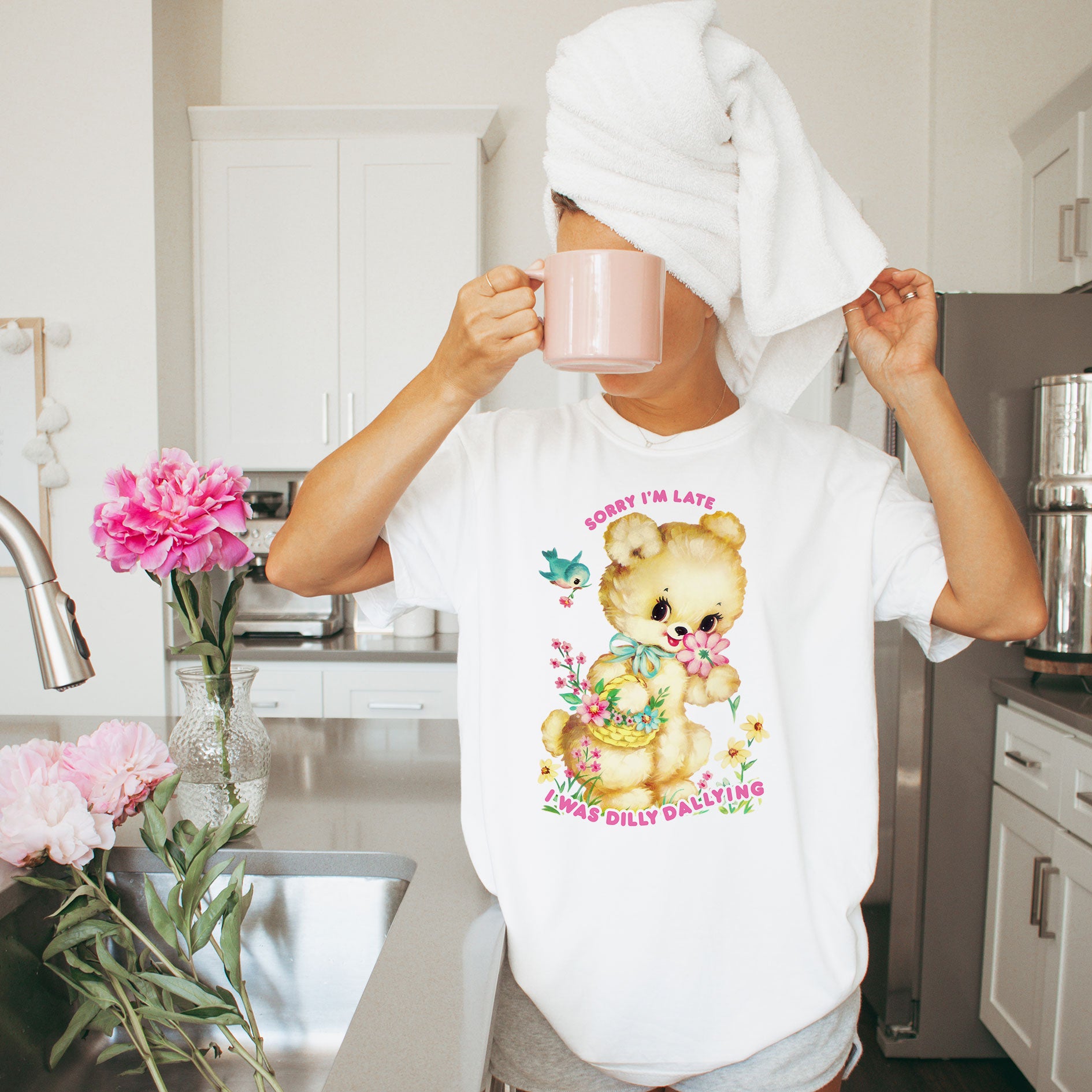 Too Busy Dilly Dallying White Womens Tee