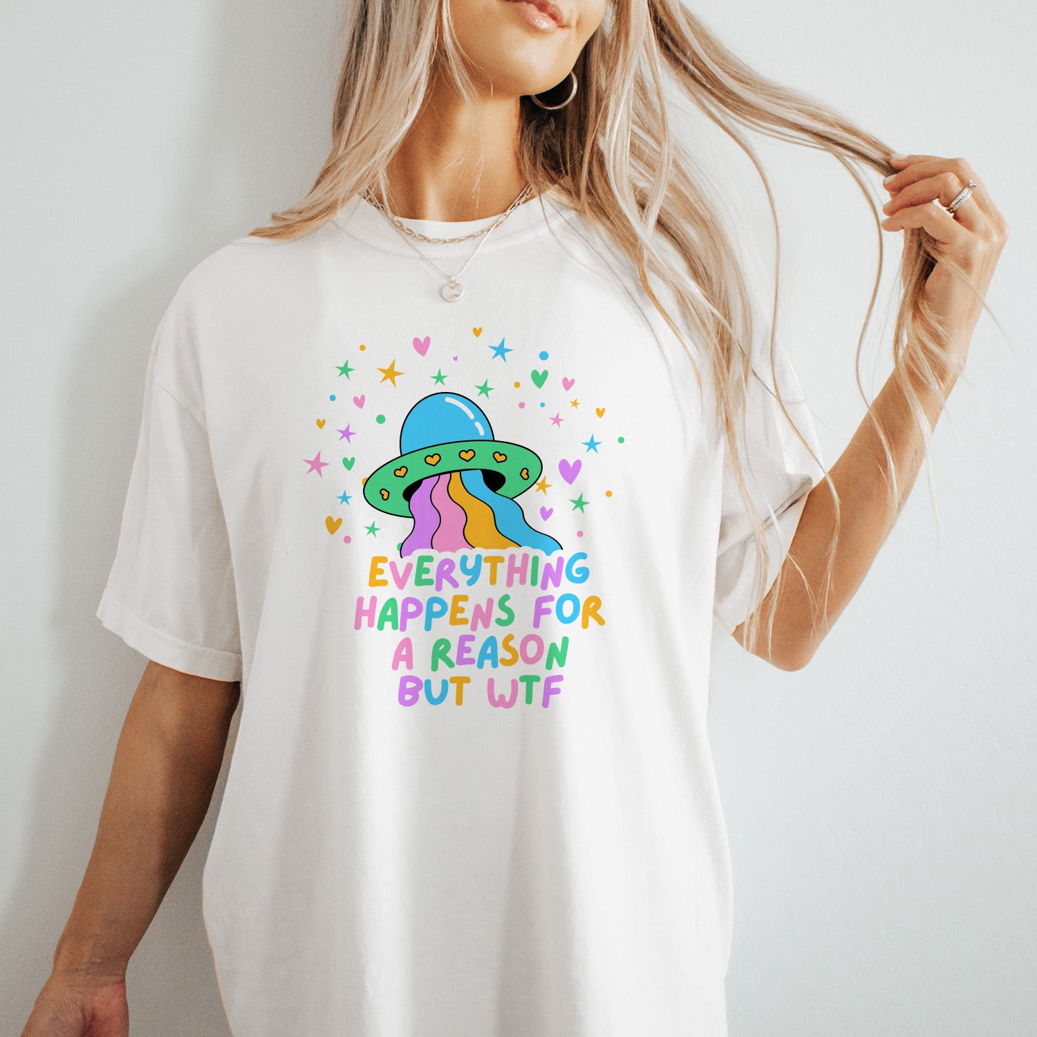 Everything Happens Womens White Tee