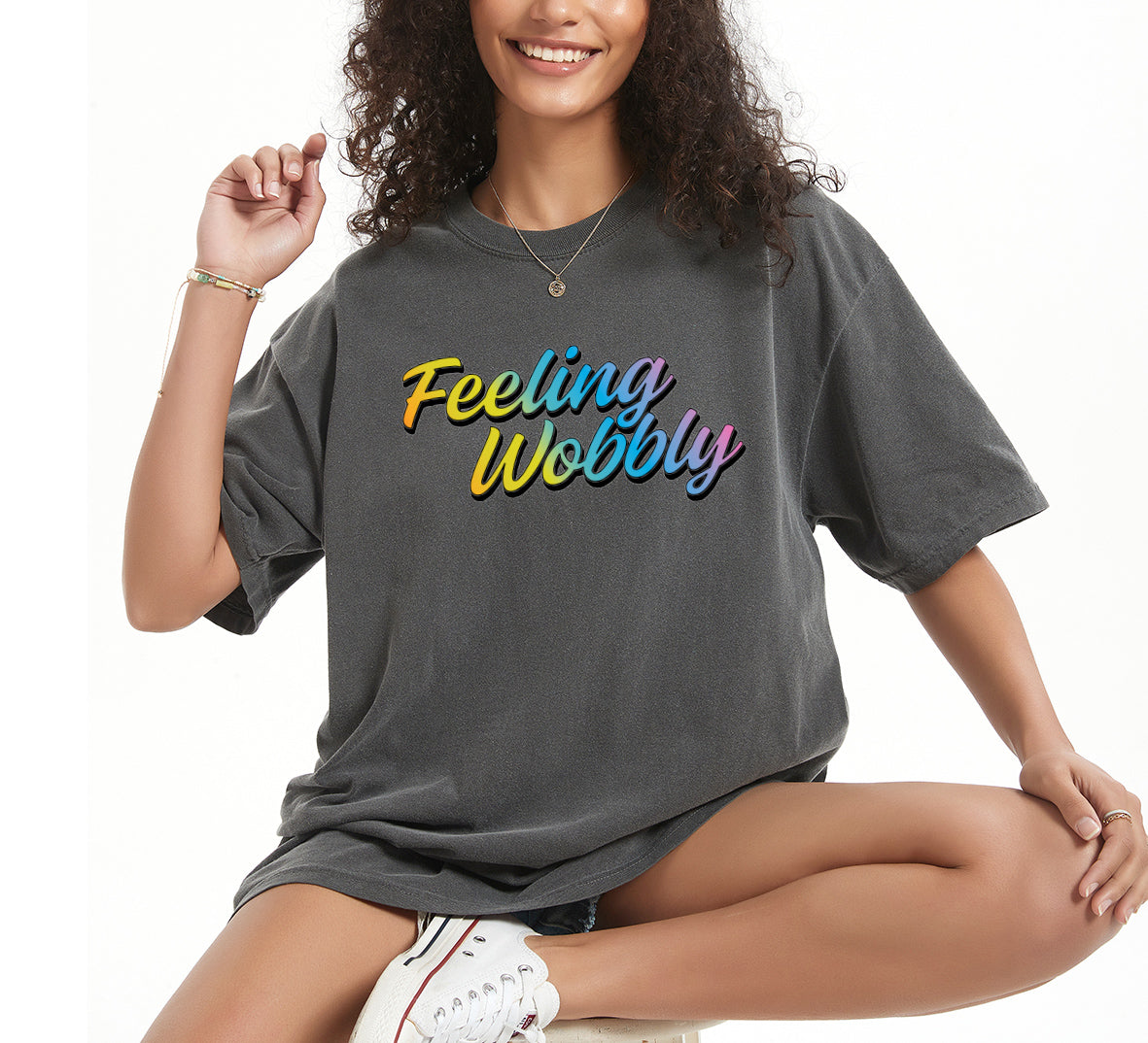 Feeling Wobbly Acid Grey Oversize Tee