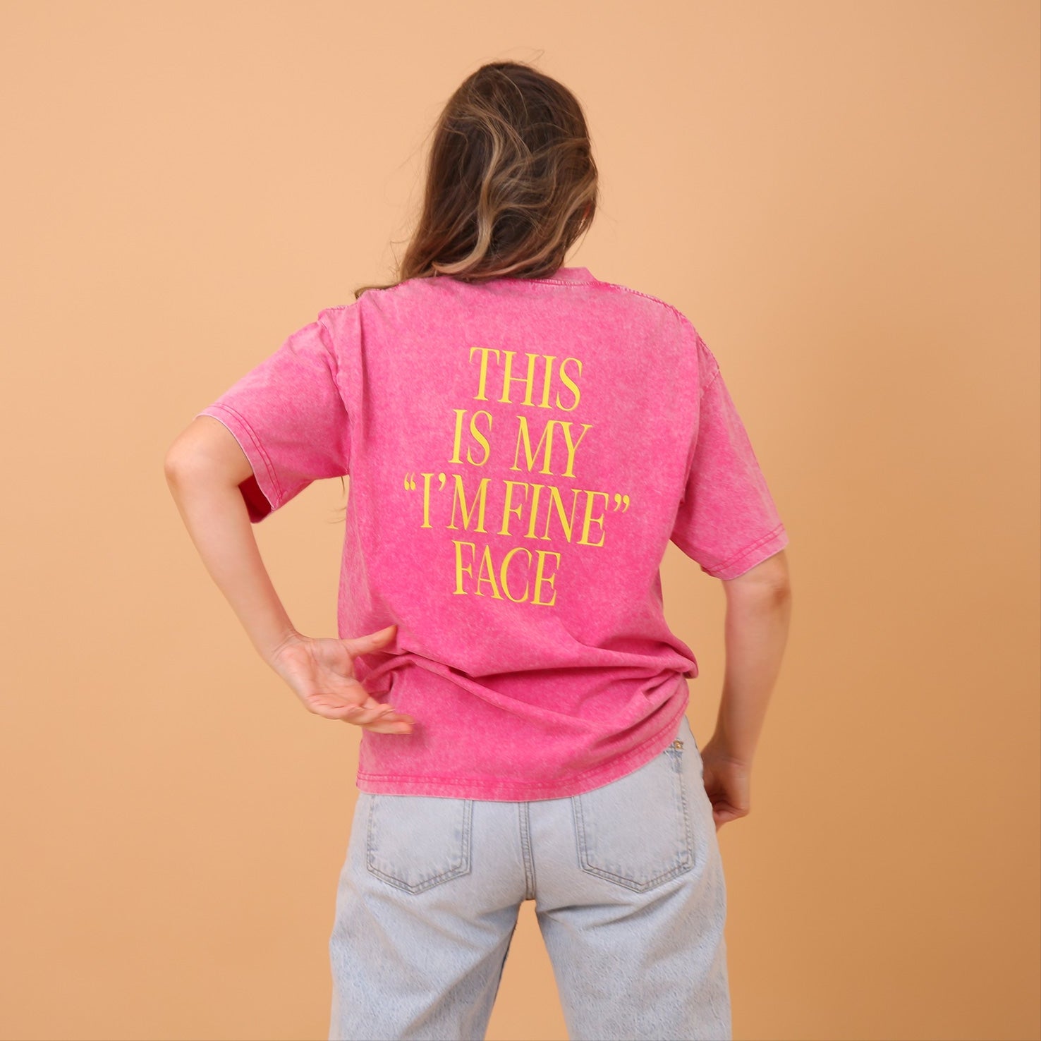 This is my I'm Fine Face Pink Oversize Tee