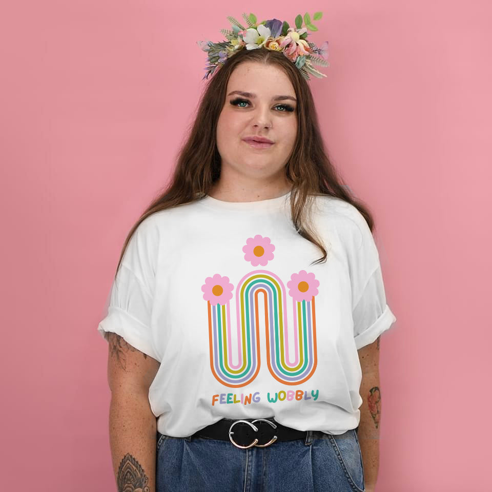 Feeling Wobbly Floral White Womens Tee