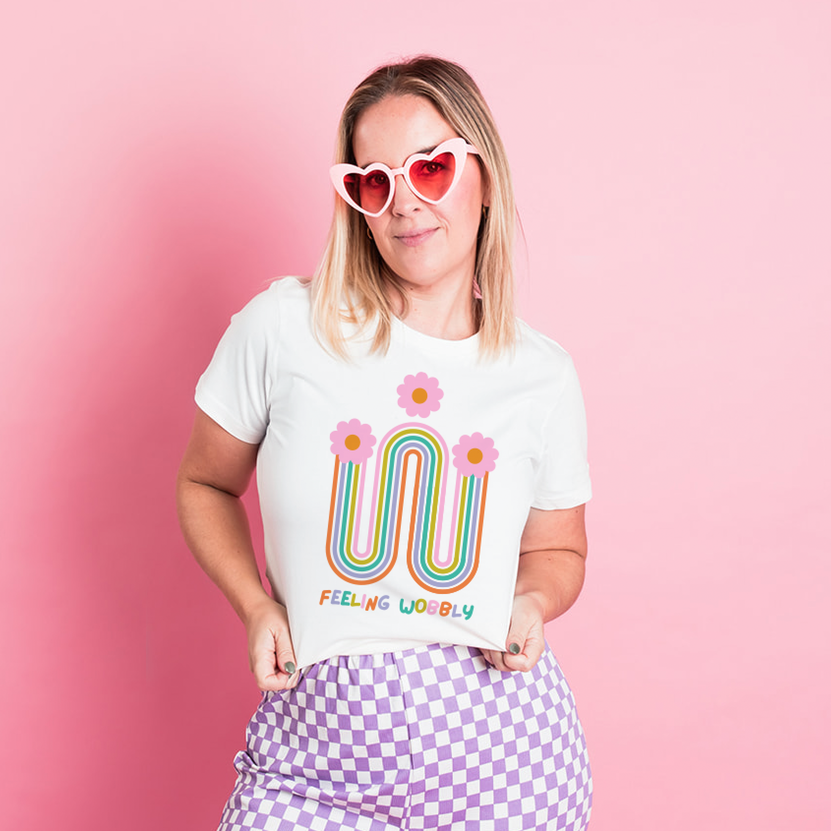 Feeling Wobbly Floral White Womens Tee
