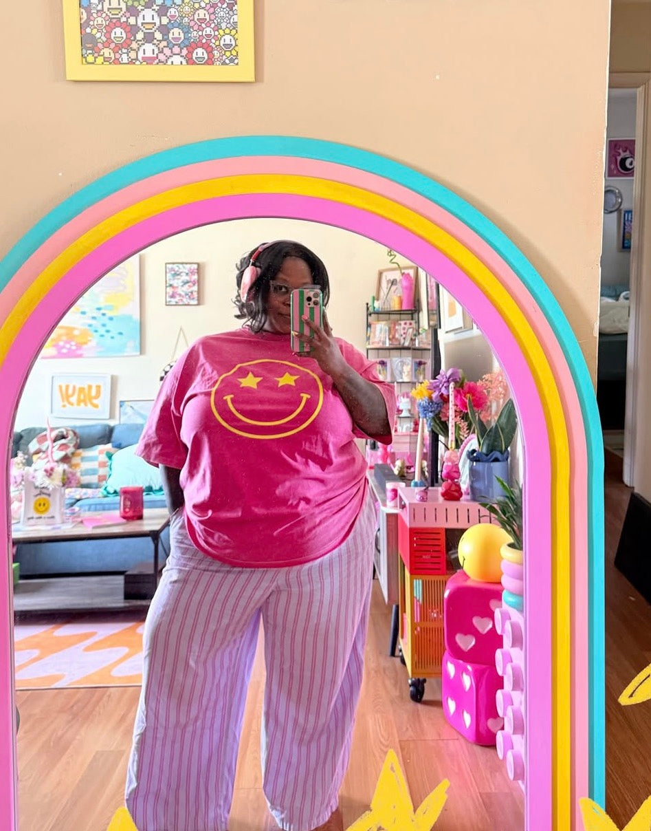 This is my I'm Fine Face Pink Oversize Tee