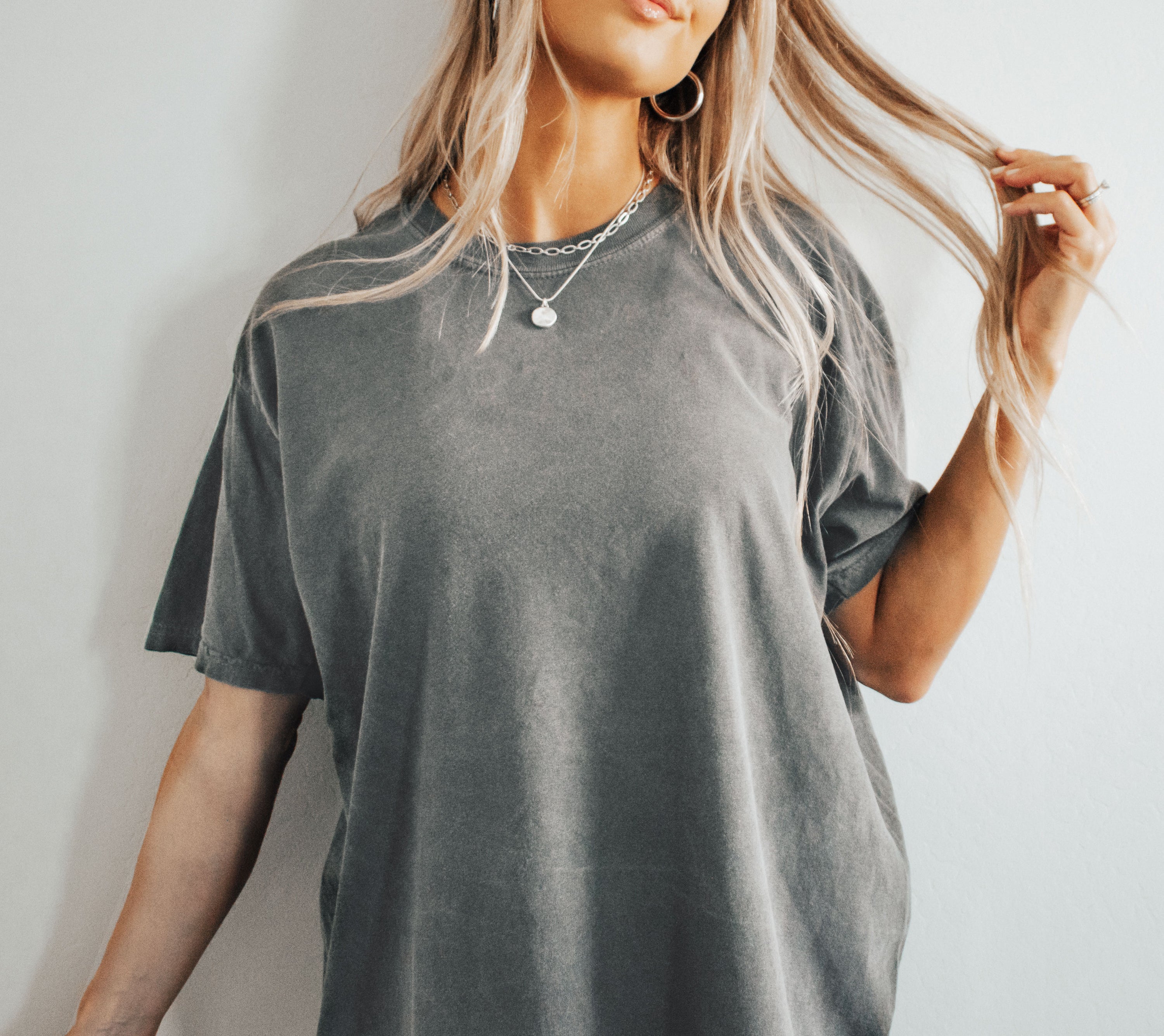 Plain Grey Acid Wash Tee