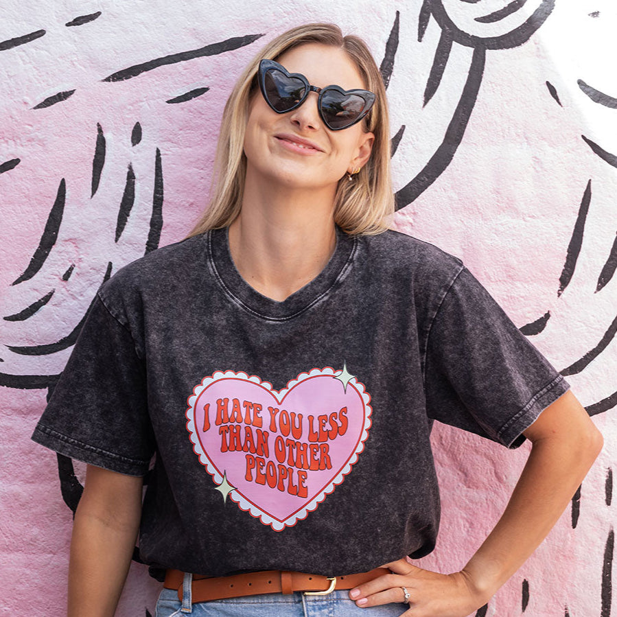 I Hate You Less Than Other People Black Oversize Tee