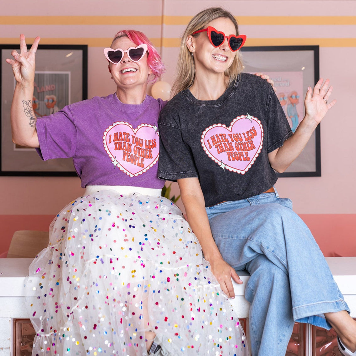 I Hate You Less Than Other People Black Oversize Tee