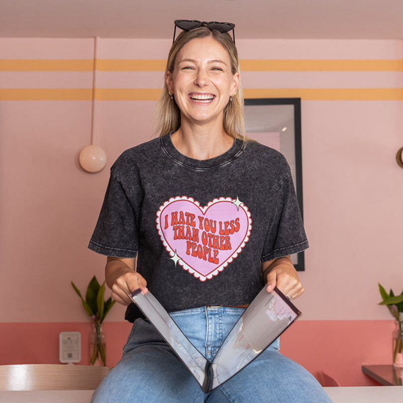 I Hate You Less Than Other People Black Oversize Tee