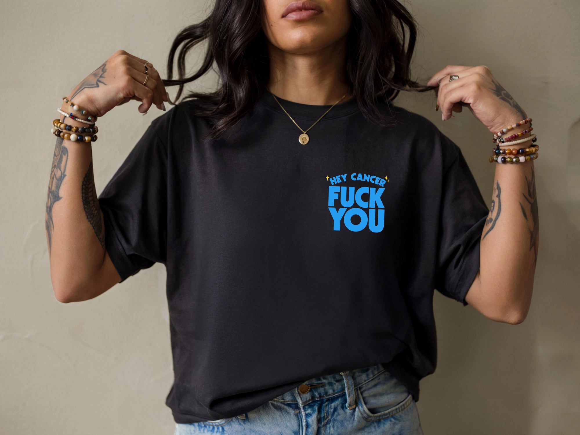 Hey Cancer Fuck You (Blue) - (PRINT ONLY)