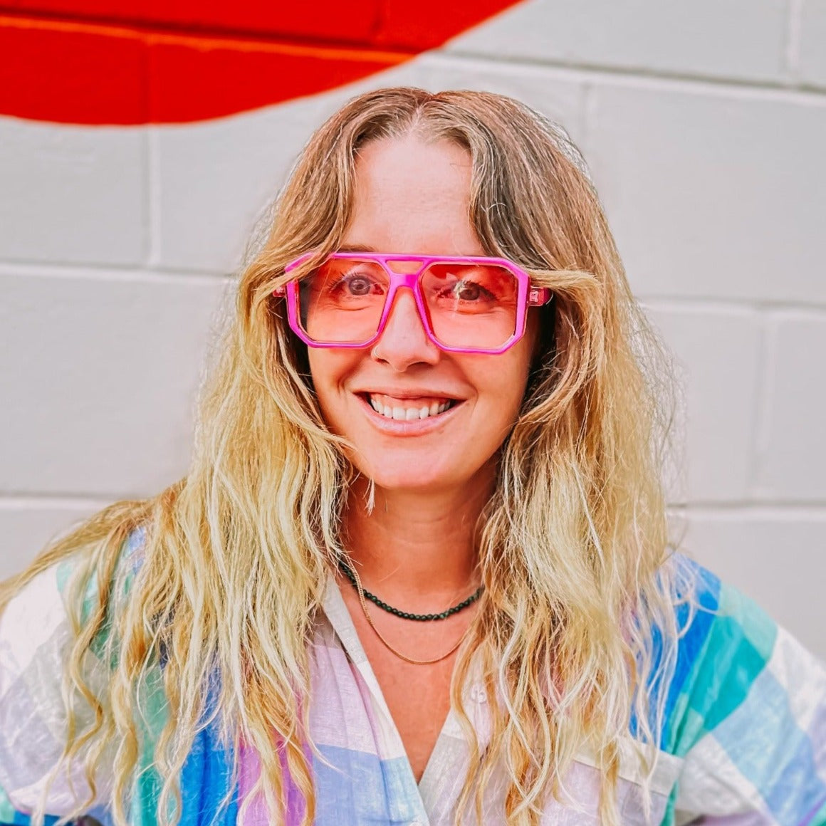 Pink Neon Square Sunglasses