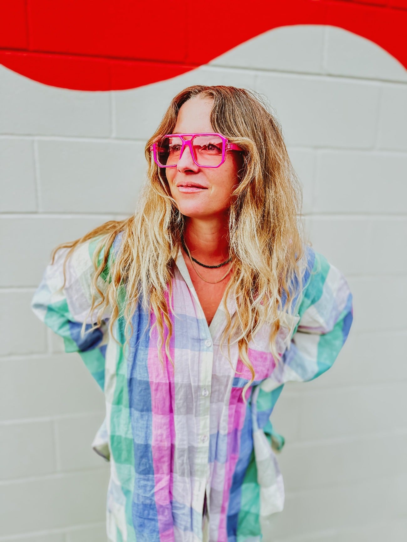 Pink Neon Square Sunglasses