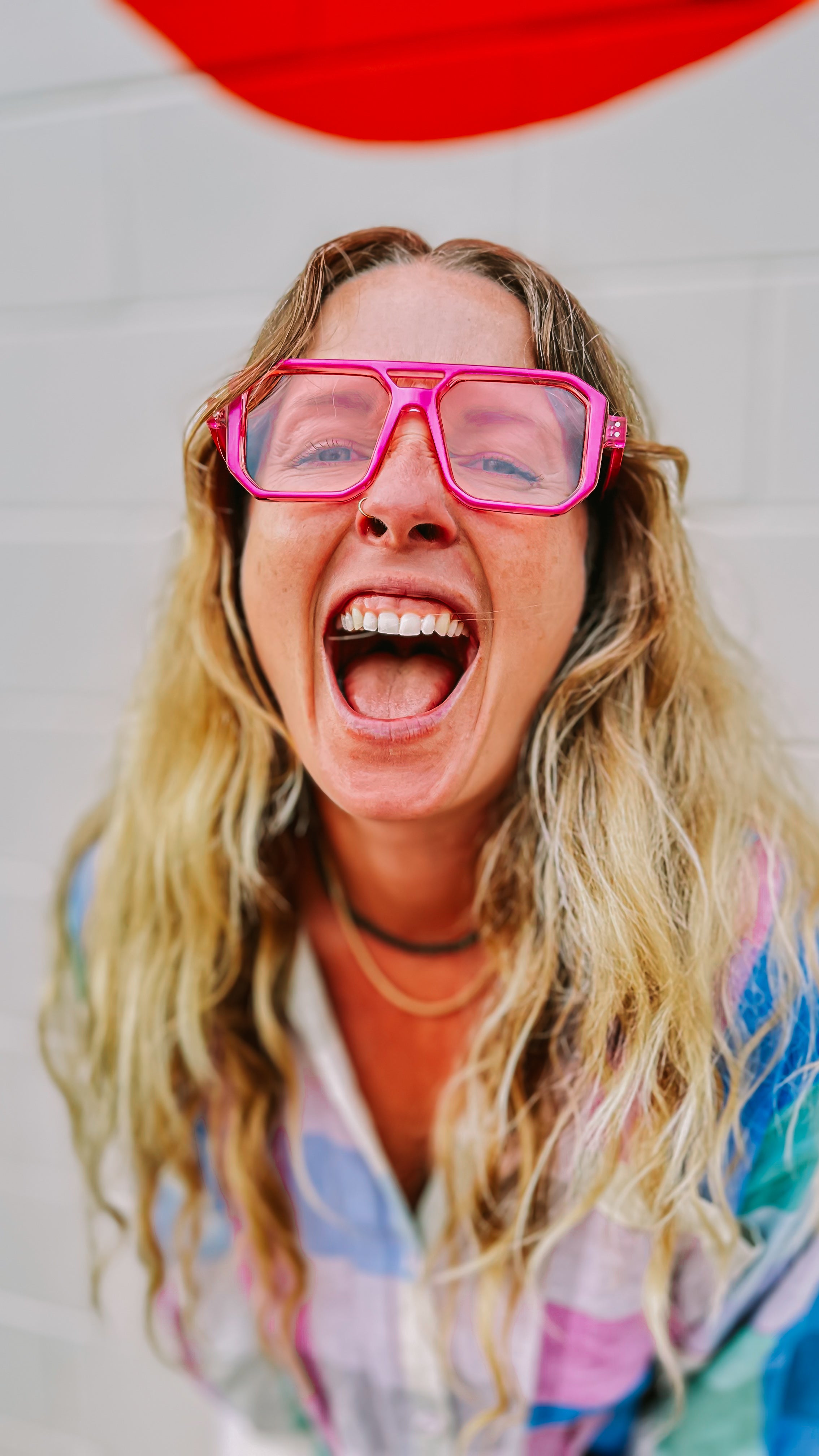 Pink Neon Square Sunglasses