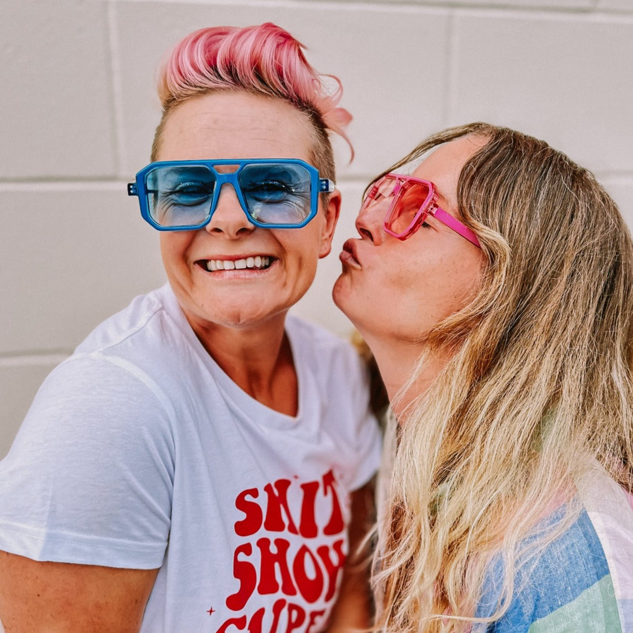 Blue Neon Square Sunglasses