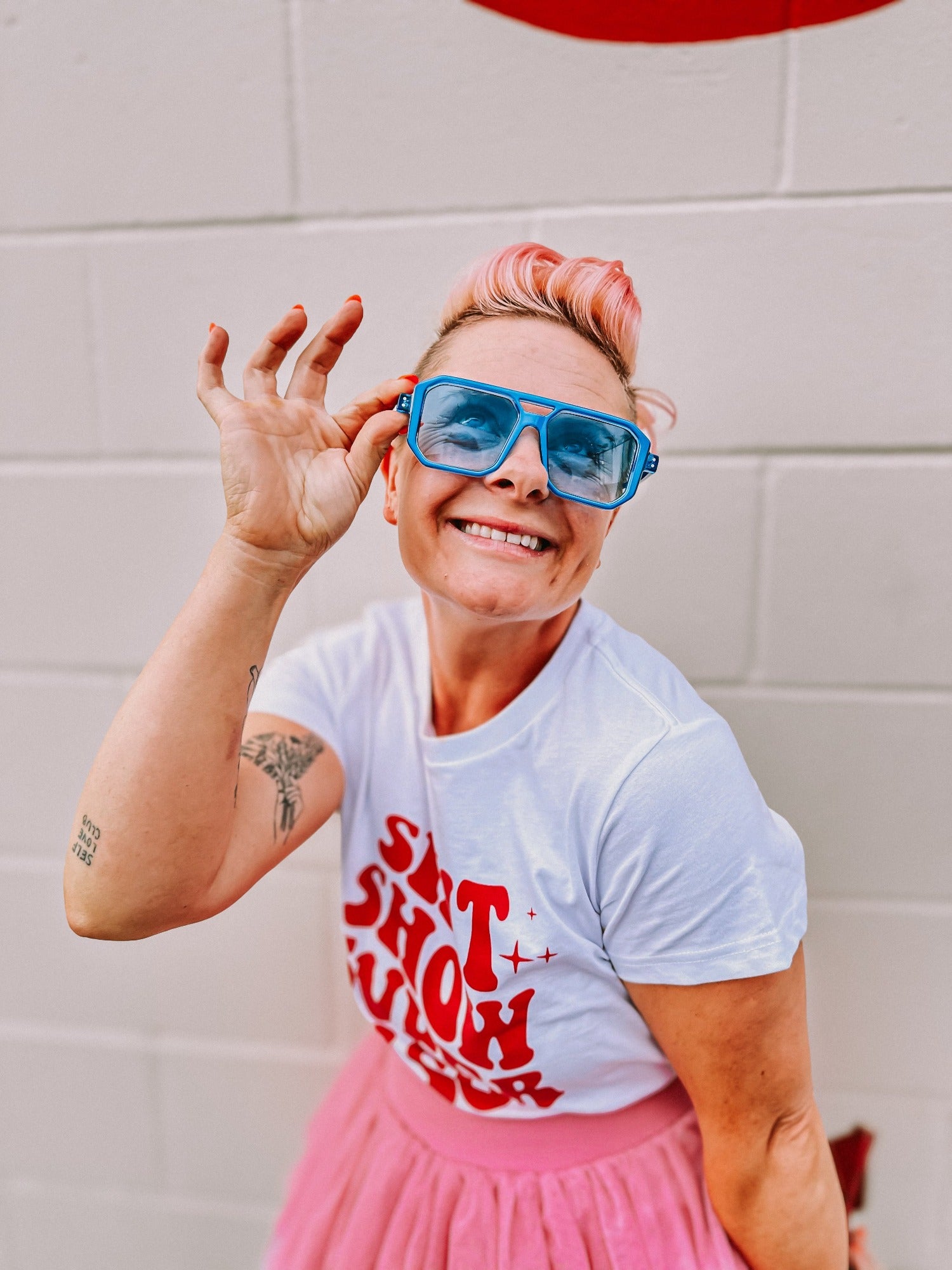 Blue Neon Square Sunglasses