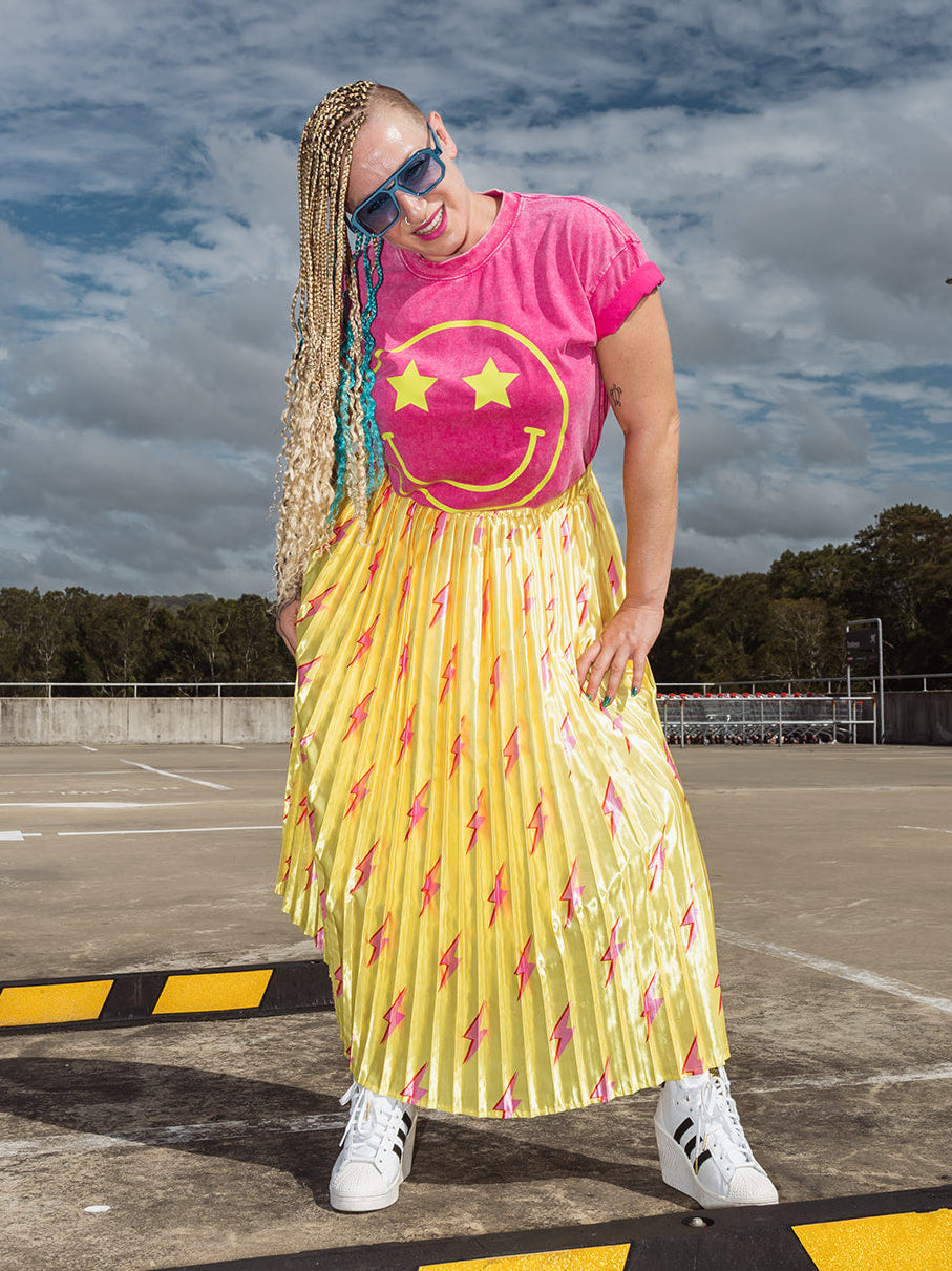 Yellow Lighting Satin Skirt