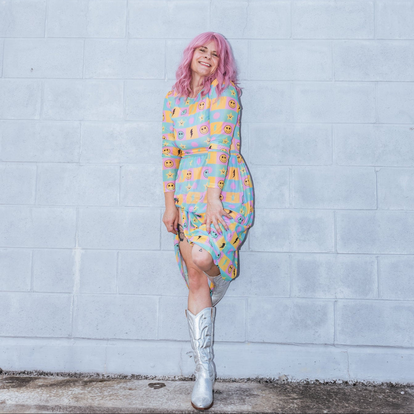 Rainbow Square Mesh Dress - OLINE THIS THURSDAY