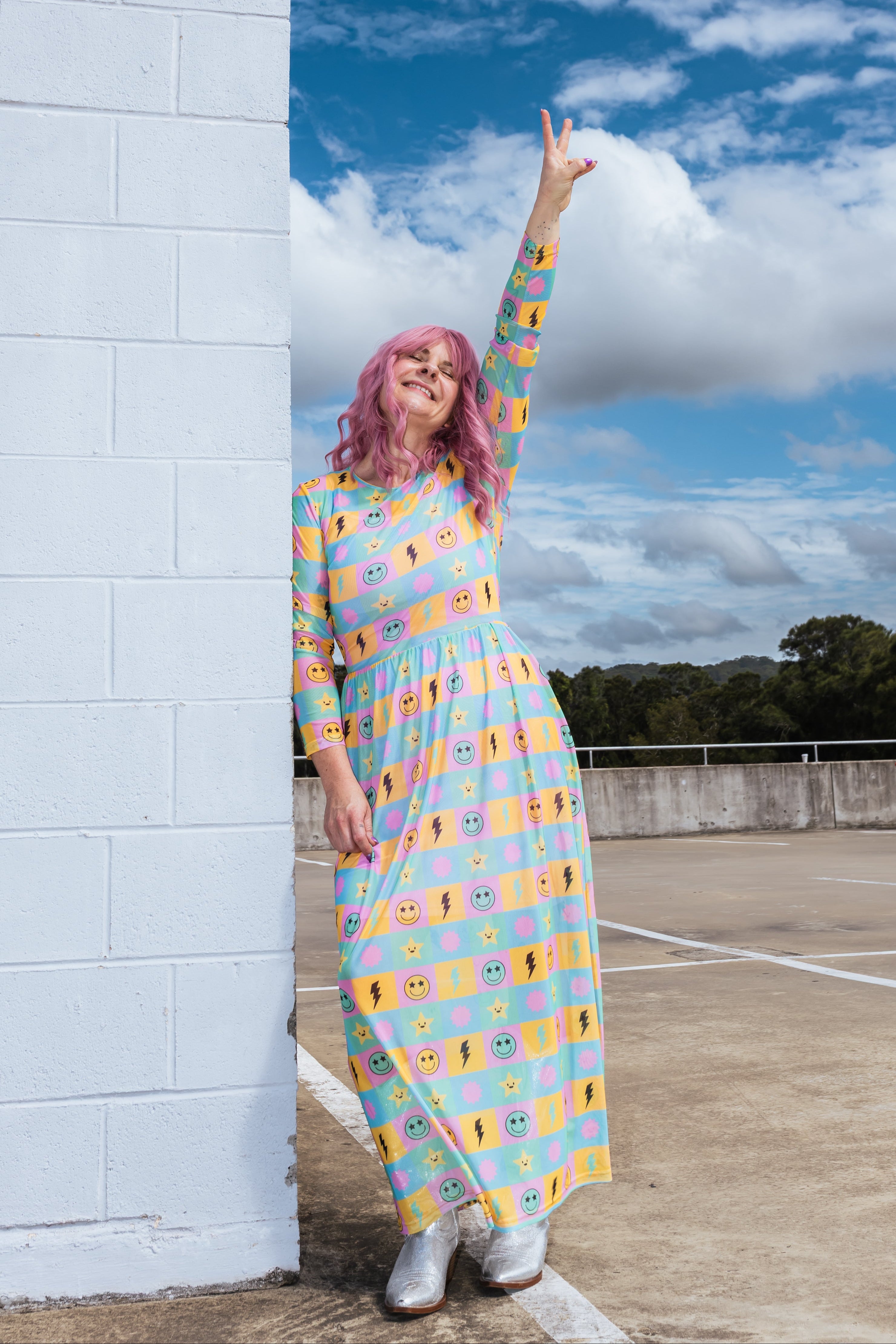 Rainbow Square Mesh Dress - OLINE THIS THURSDAY