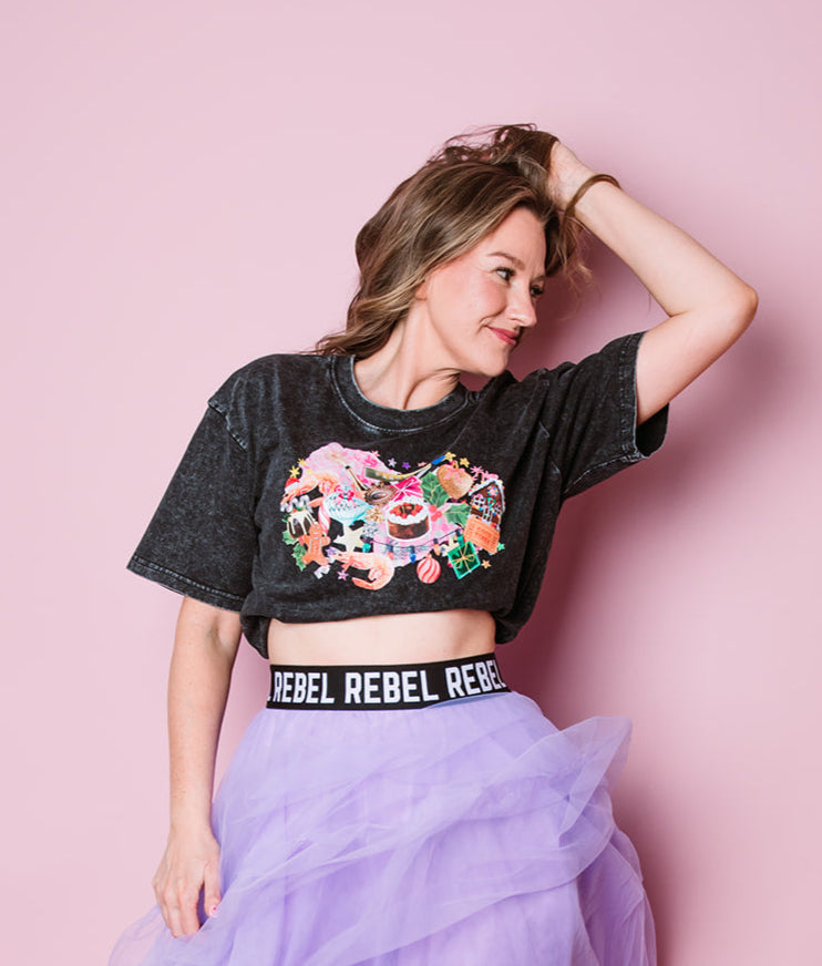 Festive Faves Black Acid Oversize Tee
