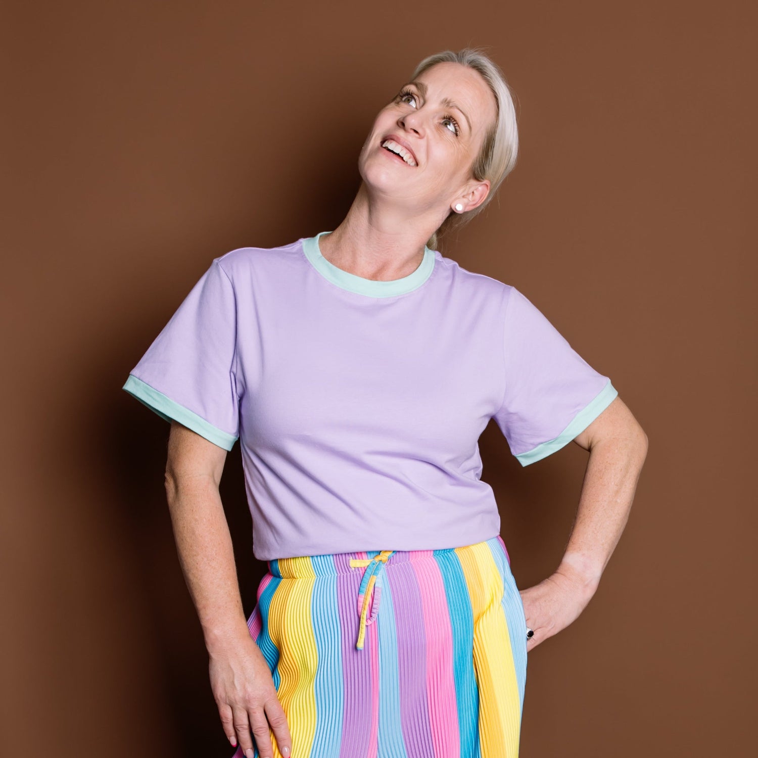 Lilac & Mint Oversize Ringer Tee