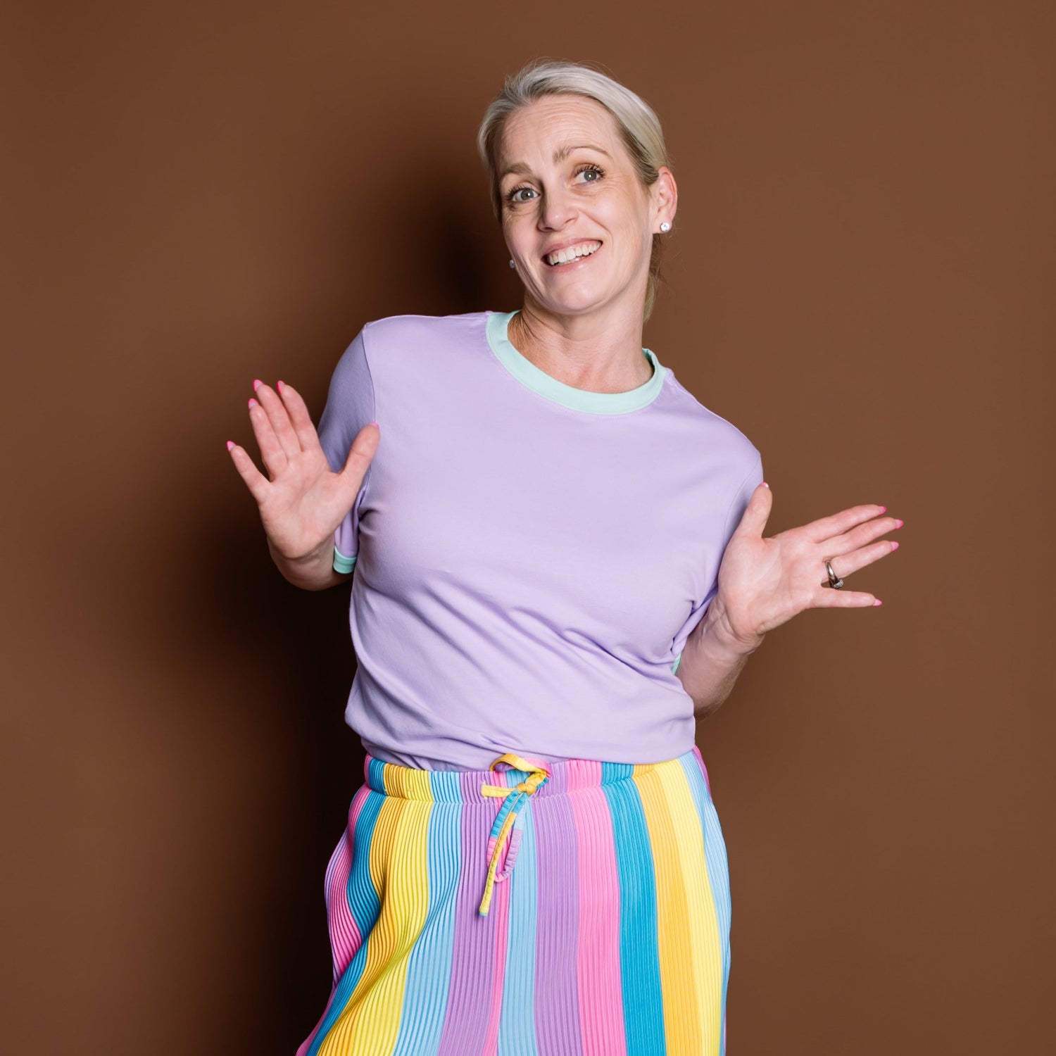 Lilac & Mint Oversize Ringer Tee