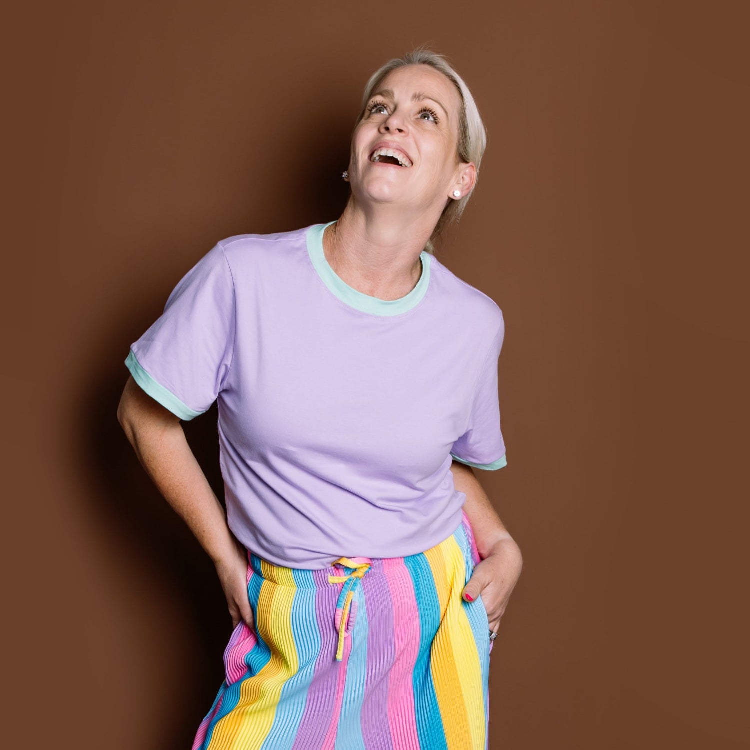 Lilac & Mint Oversize Ringer Tee