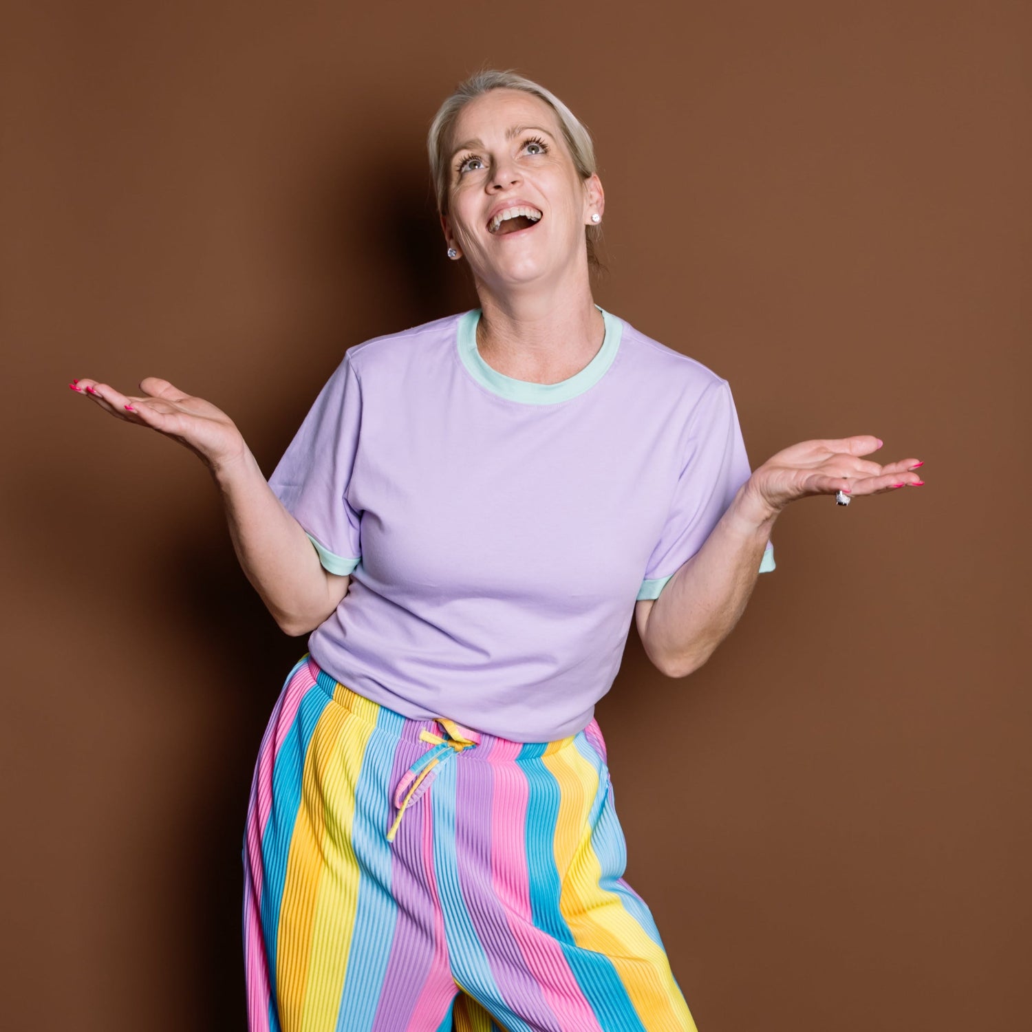 Lilac & Mint Oversize Ringer Tee